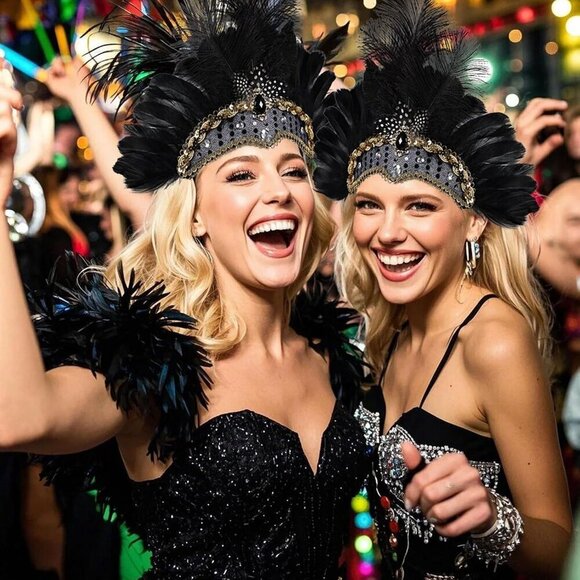 Women\'s Feather Headband Ostrich Sequin Luxury Elastic for Parties Weddings